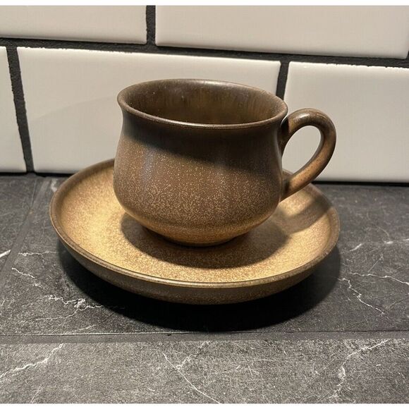 Other - Vtg Denby made in England stoneware tea cup coffee mug with saucer brown drip